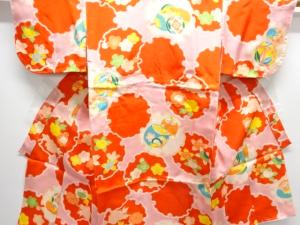 アンティーク　雪輪に糸巻き模様着物